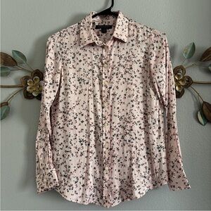 Banana Republic Dillon Classic Pink Floral Long Sleeve Blouse Size XXS Petite